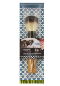 Brush on a beautiful face anywhere with the Fluffy Powder & Bronzer Brush. Urban Spa's vegan fibre brushes are perfect for the bathroom, boardroom or your backpack. The Fluffy Powder and Bronzer Brush is perfect to apply bronzer or setting powder.  Perfect for travel. To apply makeup on the face. Eco-friendly materials. $17.00