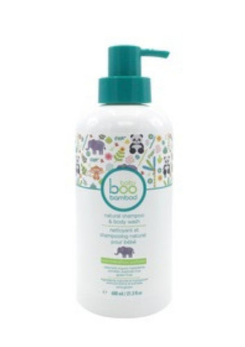 boo bamboo's tear-free, Natural Baby Shampoo & Body Wash Unscented cleanser  gently  washes Baby’s hair and body,  moisturizing  from  head-to-toe  using  the  highest-quality natural  and  organic  ingredients. The pH balanced formula cleanses without stripping away natural oils and is safe even on the most sensitive newborn skin. Gentle enough to use daily. No synthetic colours & Fragrance-Free. (600ml) $20.00