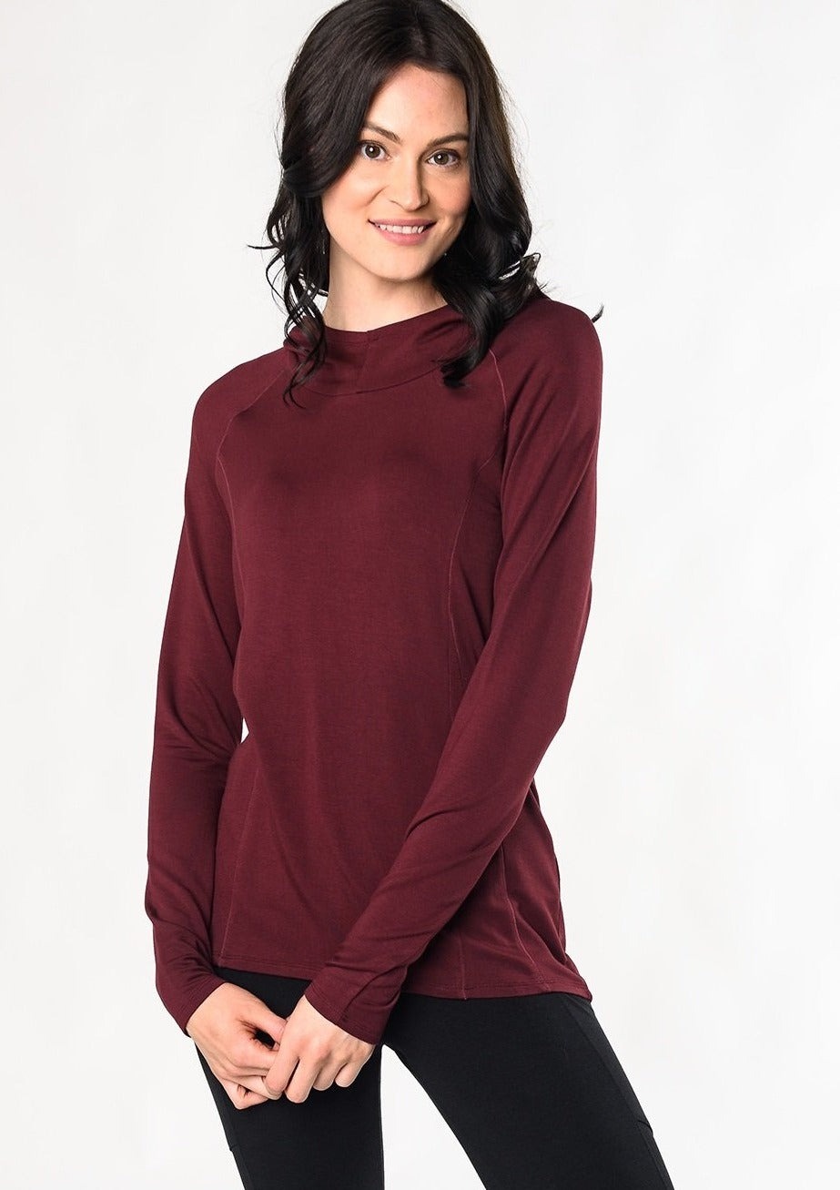Ruched Movement Tunic Hoodie-Red-Bamboo-Sustainable Green Women's