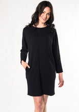 This casual sweatshirt dress pairs well with leggings or on its own with your favourite sneakers. And the best part? It has pockets! Fabrication: 95% Viscose from Bamboo 5% Spandex $115.00 black