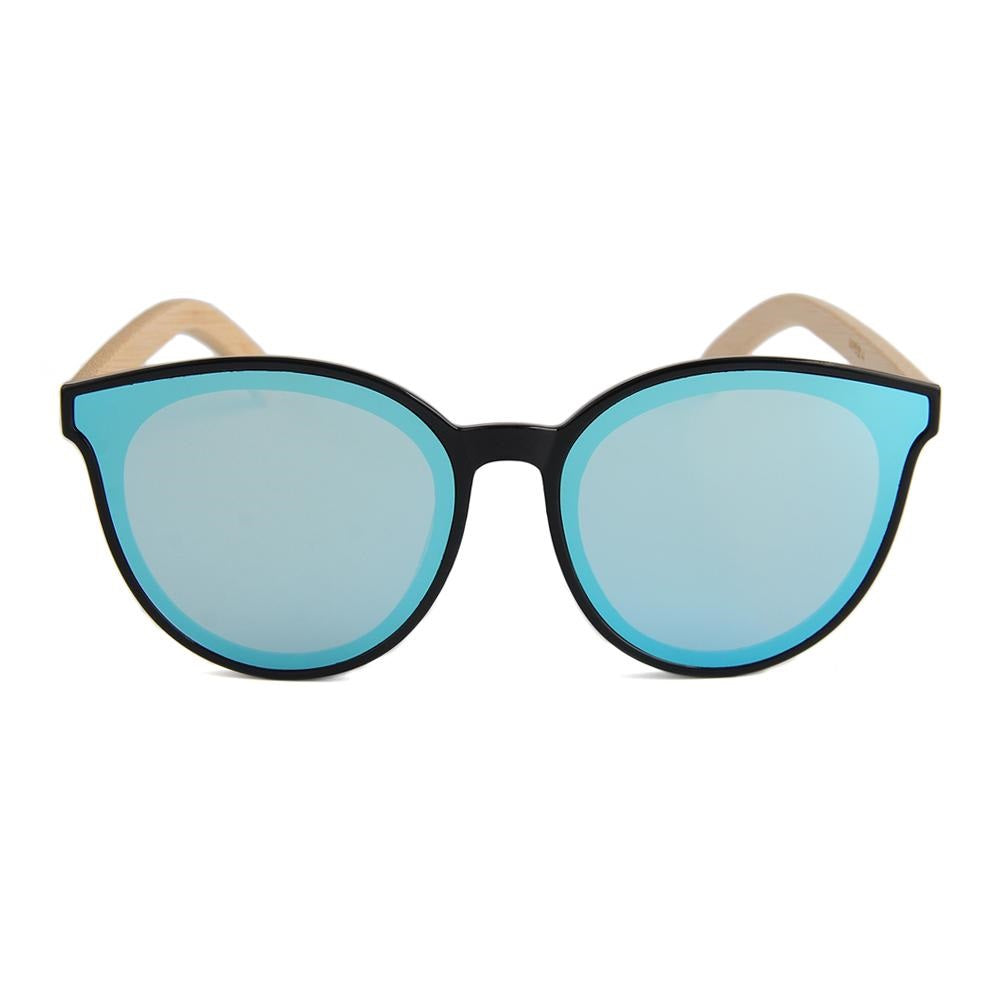 Our Elm style large flat lens cats eye accented frame makes a strong  statement just like the Elm Tree it is named after! KUMA Plants a Tree for Every Pair Sold! 100% UVA/UVB protection Handcrafted Natural Bamboo Temples KUMA $35.00 Blue