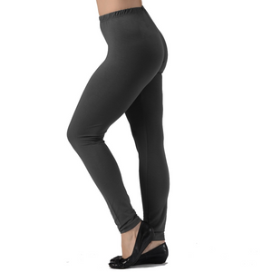 Bamboo Leggings are super soft, luxurious and moisture wicking. With a mid-rise and a single seam for comfort, they are great for work rest or play. The most comfortable leggings you will ever own. You will LOVE your Bamboo Leggings. Proudly made in Canada 92% Rayon from Bamboo, 8% Spandex ECO-ESSENTIALS Colour Charcoal Grey $40.00