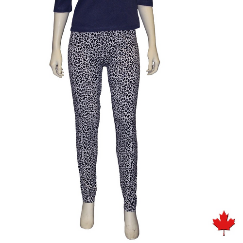 Bamboo Leggings are super soft, luxurious and moisture wicking. With a mid-rise and a single seam for comfort, they are great for work rest or play. The most comfortable leggings you will ever own. You will LOVE your Bamboo Leggings. Proudly made in Canada 92% Rayon from Bamboo, 8% Spandex ECO-ESSENTIALS Colour Leopard
