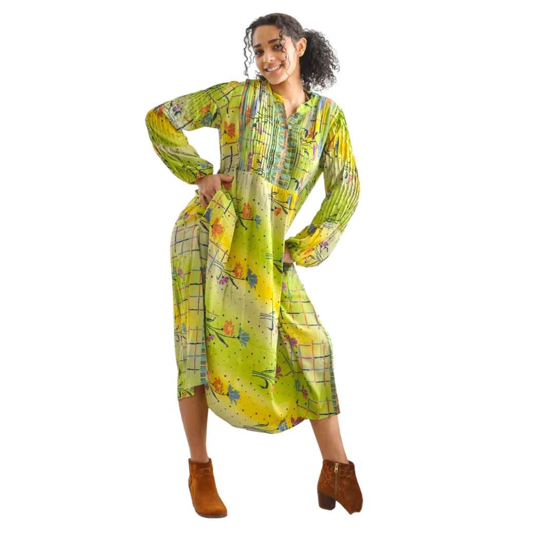 Blue Bayou Peasant Dress- Upcycled Sari
