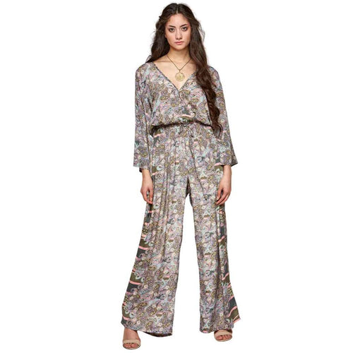 divine jumpsuit mixed print front view on model 