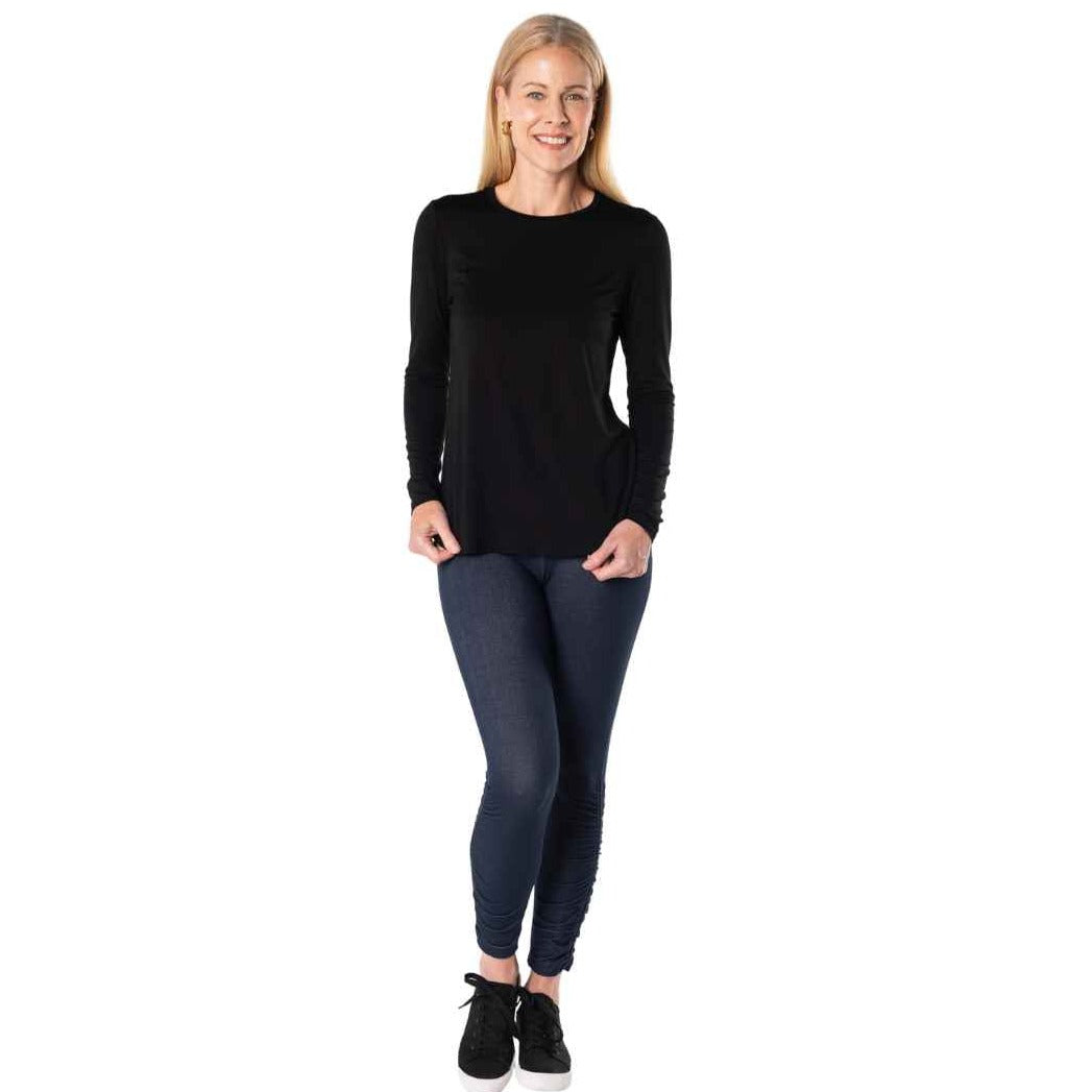 Georgia Crew Long Sleeve Top- Black