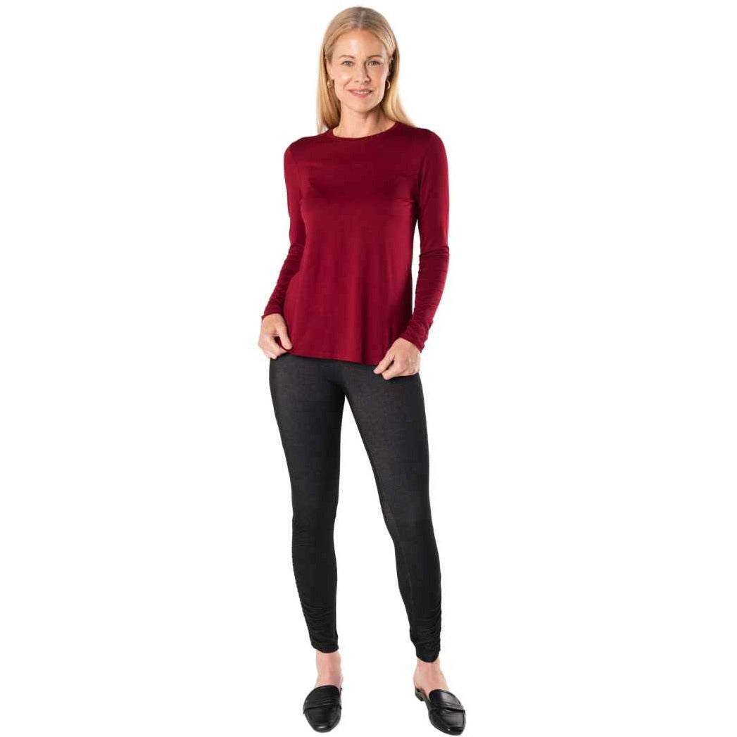 Georgia Crew Long Sleeve Top- Cranberry Red