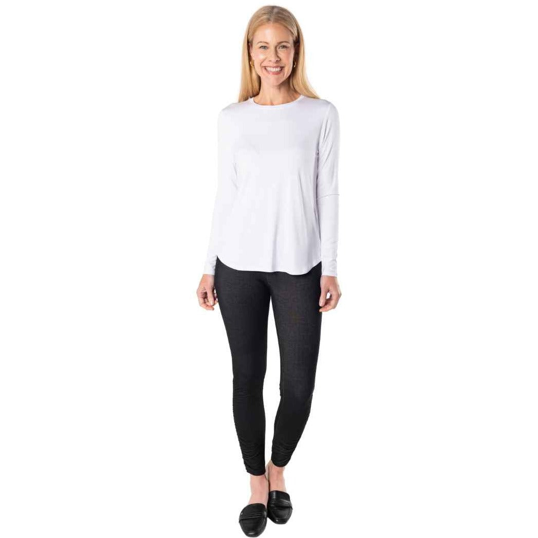 Georgia Crew Long Sleeve Top- White