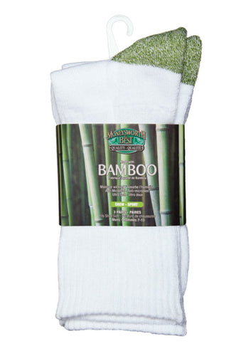 Bamboo socks are ultra soft and keep feet fresh and dry year round, cool in the summer and warm in the winter. Superior moisture absorption and breathable, antibacterial and non-allergenic. Fits Most Men (7-13) Fabrication White: 56% Rayon from Bamboo, 25% Cotton, 14% Polyester, 5% Elasthanne Moneysworth & Best $15.00