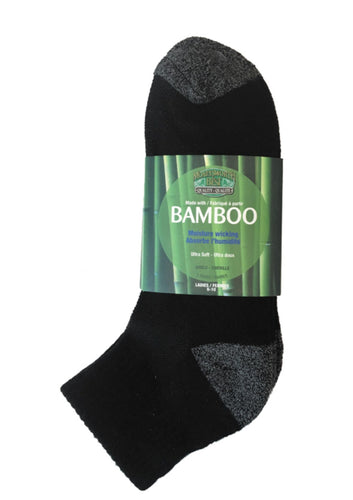 Bamboo socks are ultra soft and keep feet fresh and dry year round, cool in the summer and warm in the winter. Superior moisture absorption and breathable, antibacterial and non-allergenic. Fits Most (Women's 6-10) Fabrication: Black: 80% Rayon from Bamboo, 17% Polyester, 3% Elasthanne Moneysworth & Best $14.00