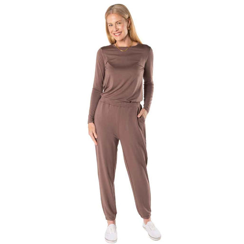 Brown Bamboo & Organic Cotton Stretch Fit Track Pants Women