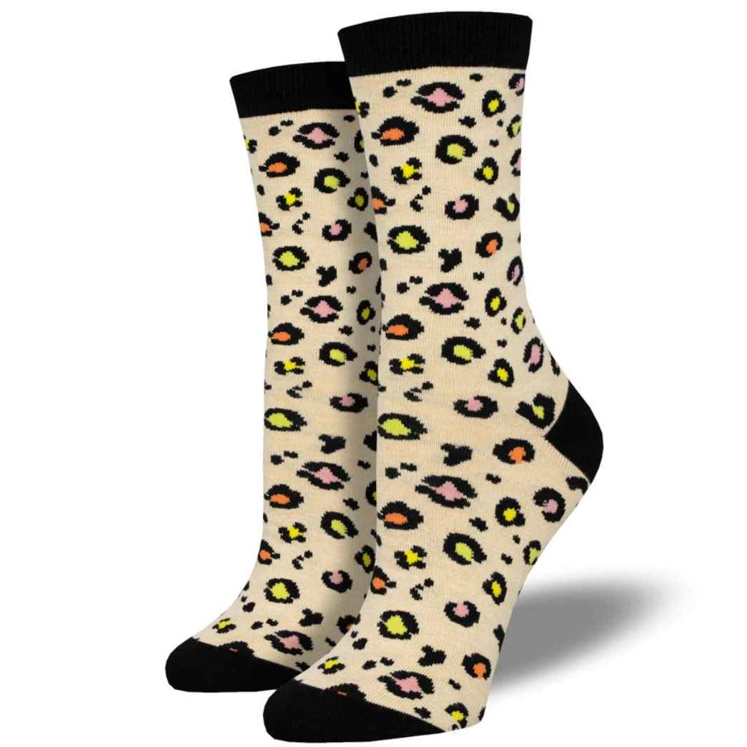 Leopard Print  Socks- Ivory White