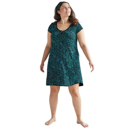 Silvia Short Sleeve Nightie- Sketch Flower Black