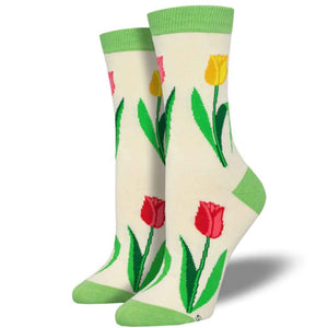 Spring Tulip Socks- White