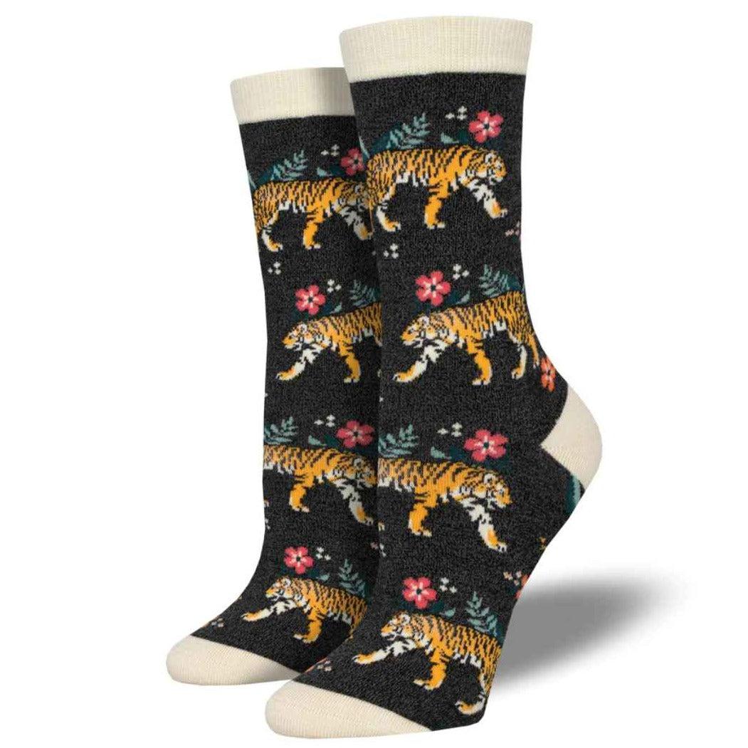 Tiger Florals  Socks- Black